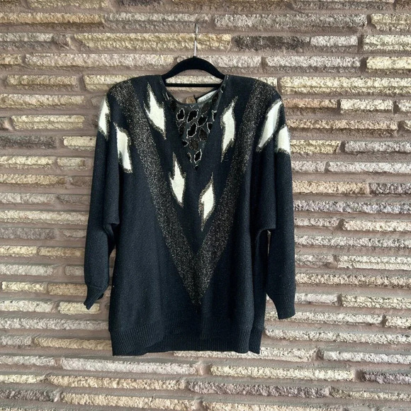 Jon Lawrence Vintage Black Angora Blend Sweater Size Large - Picture 10 of 10